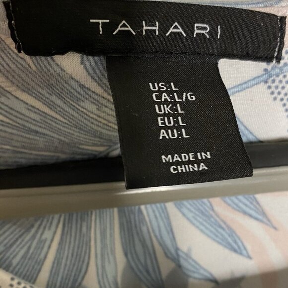 Tahari Long Tank Dress L • Pastel Palm Leaf Boho Resort Maxi with Pockets - Picture 5 of 6